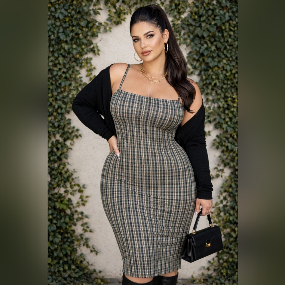 Checkered Midi Dress‎